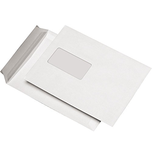 1000 Versandtaschen C5/A5 – Weiß, Mit Fenster, Selbstklebend, 162x229 Mm, Mari-Medienverpackungen
