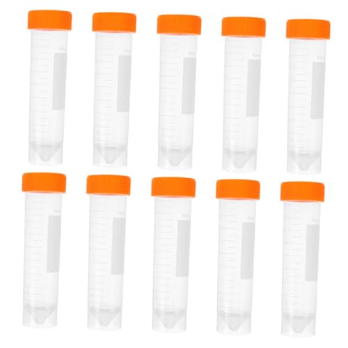 Unomor 10pcs 50ml Plastic Centrifuge Tubes Lab Test Tubes Screw Caps Centrifuge Vials Storage Tubes Leakproof Design