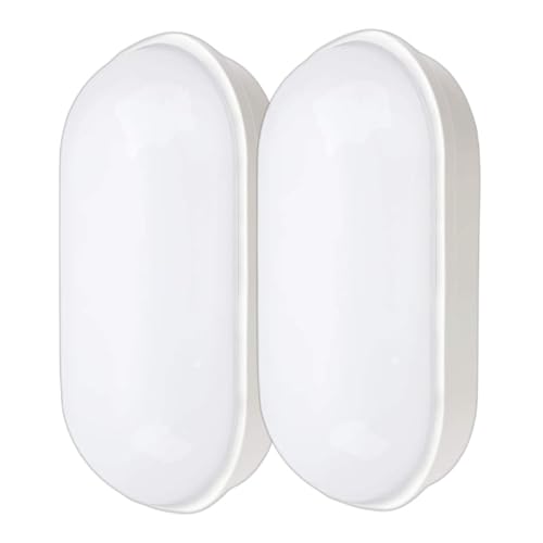 Heyseven LED Lampada da soffitto, 20W 2200LM Luce della cantina a LED, plafoniera ovale, Plafoniera da Parete Impermeabile IP55, Bagno Garage Corridoio Officina Giardino Balcone, Bianco Neutro 2PCS