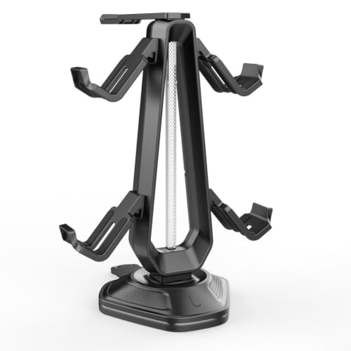 Soporte de controlador de auriculares con puertos de carga USB duales y base estable 6
