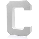 LEDU® Letra de poliestireno, fabricada en poliestireno, ideal para pintar, pegar y adornar, letras decorativas (letra C, grande (42 cm))