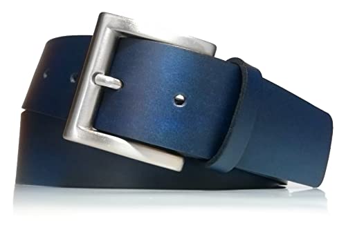 almela - Gürtel für Herren und Damen - Echtes Leder - 4 cm breit - 40mm - Herrengürtel Damengürtel Ledergürtel Jeansgürtel - Kürzbar - Men's and women's leather belt - Navy blau, 100 Cover