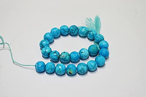 Perles turquoise round faceted 9.5mm de qualité supérieure en fil 8 inch