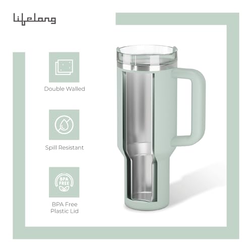 Image of Lifelong Double-Walled Vacuum Insulated Tumbler with Unbreakable Tritan Lid 1200ml |Keeps Drinks Hot for 8 Hours & Cold for 12 Hours| Durable Stainless Steel Tumbler with Comfort-Grip Handle (LLTBR08)