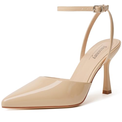 Image of Susanny Heels for Women Stiletto Closed Pointed Toe Backless Dress Shoes High Heels Sexy Kitten Pumps Wedding Guest Party Dance Prom Dressy Comfort Shoes