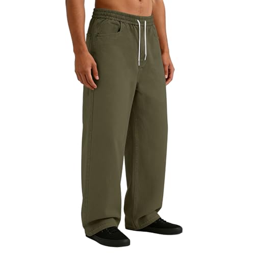 Pantalones de chándal para hombre, pierna recta, pantalones de entrenamiento de corte regular, pantalones deportivos para hombre, monocolor, ligeros, talla grande, elásticos, pantalones chinos con