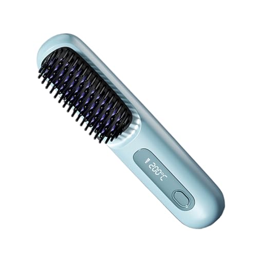 Holdes Cepillo alisador | Herramientas de peluquería Recargables de calentamiento rápido - Cepillo alisador de iones negativos para el cabello, para el hogar y las vacaciones por la mañana prensada y