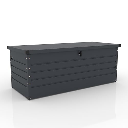 Koll Living Gartenbox Torix | 300/600 Liter | pulverbeschichtetes Metall Anthrazit | mit Gasdruckfeder | UV- und witterungsbeständig (600 Liter)