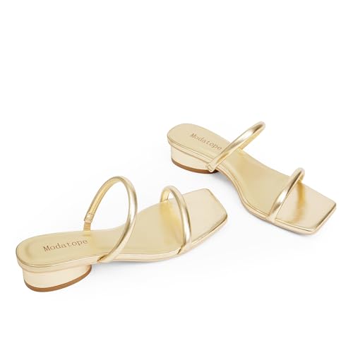 Modatope Square Open Toe Heeled Sandals Women Two Strap Chunky Heel Sandals for Women Low Block Heel Sandal Dressy4