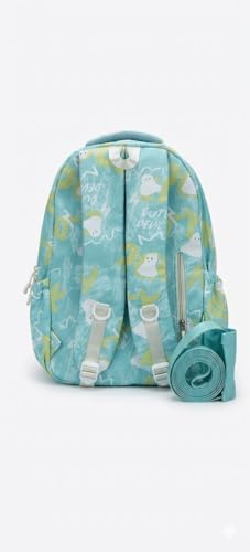 Image of YUMA Graffiti Print Backpack, White and Black, Multi-Pocket, Casual Style, for Women