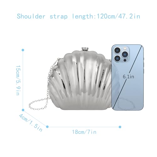Image of Women Seashell Evening Bag Purse Mermaid Chain Strap Clutch Handbag Shoulder Bag | Seashell
