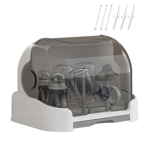 Organizador de biberones genérico | Almacenamiento de secado, caja organizadora para biberones, secado a prueba de polvo para plan de baño, cocina y baño multiusos