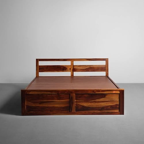 Image of Bed Solid Sheesham Wood for Your Bedroom Delivery Condition-DIY(Do-It-Yourself) Solid Wood Queen Box Bed (Finish Color - Honey Finish, Delivery Condition - DIY(Do-It-Yourself))