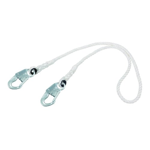 Image of 3M Protecta PRO 1385501 Rope Restraint Lanyard, 6', White, 2 Snap Hooks, 310 lb. Capacity