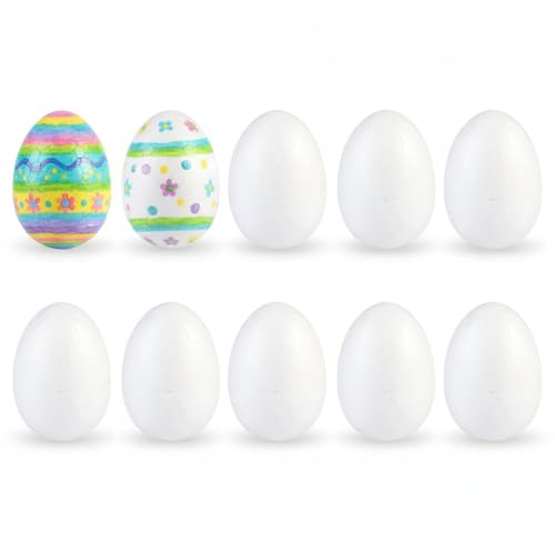 Housoutil œufs De Pâques en Mousse, Lot de 10 œU.S en Polystyrène pour Bricolage Et Décoration De Pâques Blanc 8cm pour Bricolage De Artisanat Festival...