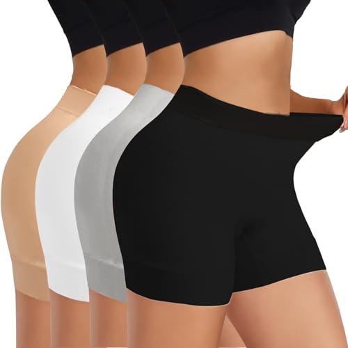 ZENUTA Paquete de 2 pantalones cortos antirozaduras para mujer, pantalones cortos sin costuras para debajo de vestidos, pantalones cortos de bicicleta de elastano para entrenamiento de yoga, B-negro