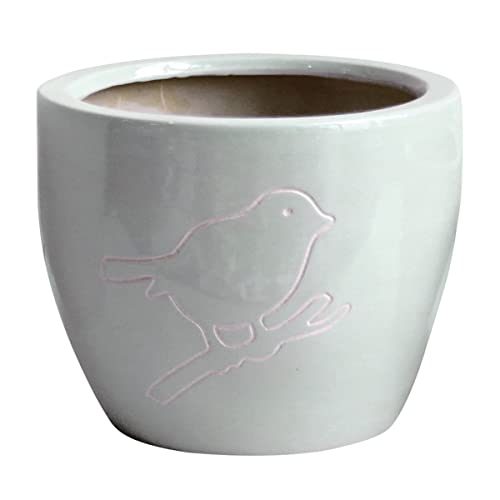 Cache-pot Bird en terre cuite grise Ø 22 cm pour plantes et fleurs
