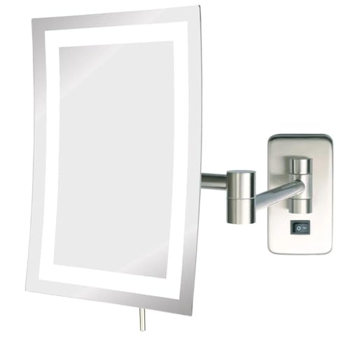 JERDON Rectangular Wall Mount Makeup Mirror with 5X Magnification- Direct Wire Makeup Mirror with...