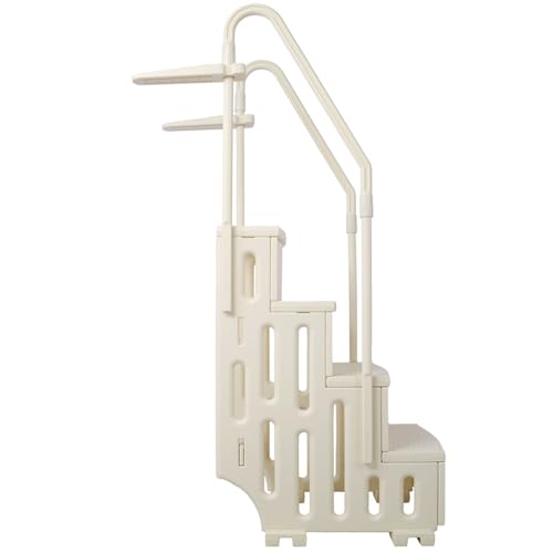 Escalera para piscina elevada de 4 peldaños con barandales miniatura 5