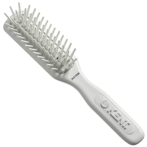 Kent AH10W Airhedz Pro Narrow Pin Hair Brush (Fat Pin, White) - for Detangling and Grooming