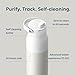 LARQ PureVis 2 Self Cleaning Water Bottle - UV Water Purifier with Filter Straw, Smart App Hydration Tracking, Insulated Stainless Steel - Granite White, 23 Oz