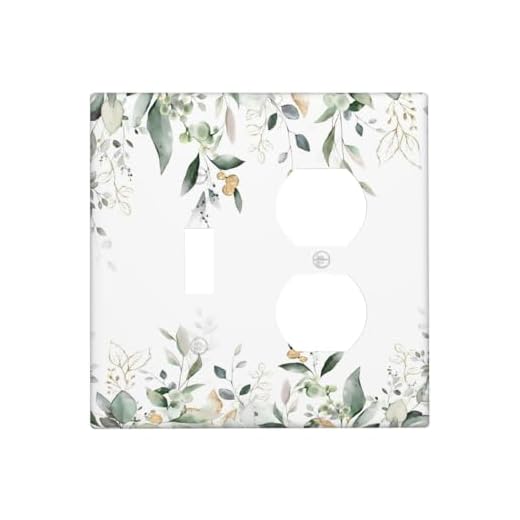 LuHuoLu Decorative Outlet Covers Rustic Ink Green Eucalyptus Leaves Sage leaf 2 Gang Outlet Cover Wall Plate Single Toggle Duplex Light Switch Cover Plate Switch Plate Covers for Bedroom Decor
