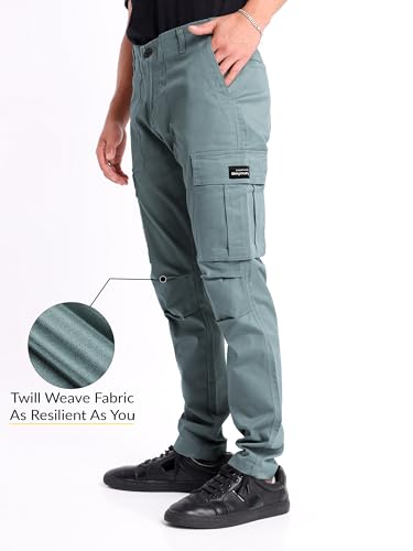 Image of Beyoung Cotton Lycra 6 Pocket Regular Fit Cargo Pants for Men | Cargo Trousers for Men