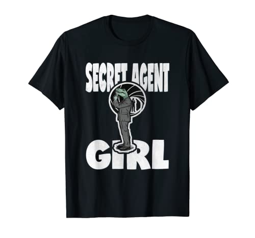 Secret Agent Girl - Maglietta vintage con motivo dinosauri, motivo: Spies Maglietta