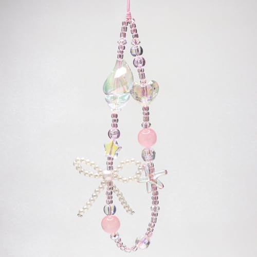 Image of Cute Beaded Camera Wrist Strap for Phone, Digital Camera Charm Lanyard, Pearl Beaded Chain for Bag Keychain Gift