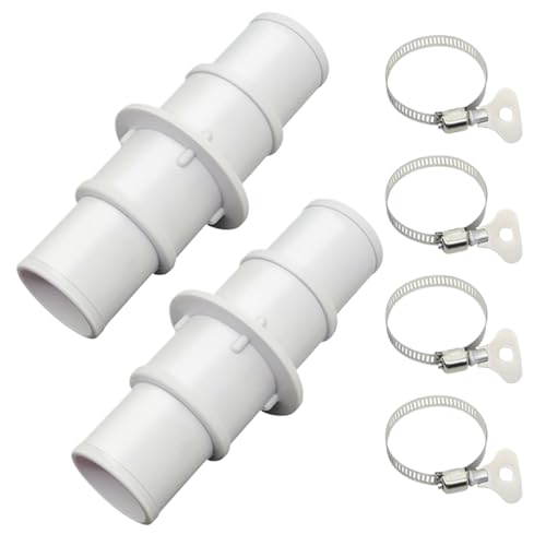 WJnflQN Adaptador para Manguera de Piscina - Adaptador de Repuesto para Mangueras de Piscina | 2 Piezas Acoplamiento de 3.2cm o 3.8cm con 4 Abrazaderas para Hoteles Parques Casas de Playa