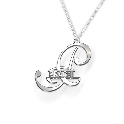 Image of Prachi Cursive Gold & Silver Name Pendant Necklace, Best Jewelry Gift for Girls.