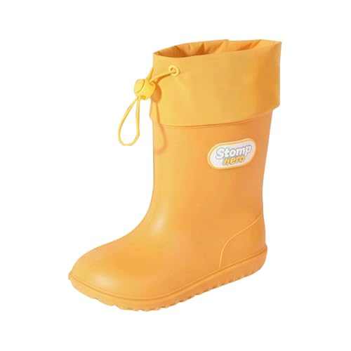 Botas de goma para niños, impermeables, caña media, suela ligera, antideslizantes, para senderismo, camping, botas de lluvia para edades 2 a 11, 03 amarillo, 3.5 años