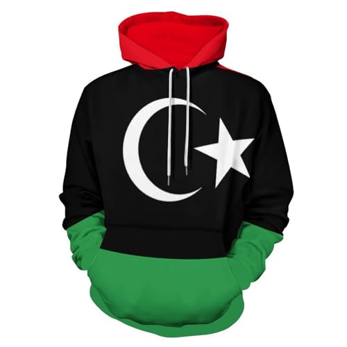 Sweat à capuche drapeau libyen 3D pour homme et femme, pull tendance Harajuku