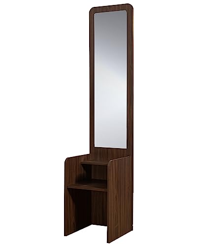 Image of DeckUp Zeus Engineered Wood Dressing Table with Mirror (Walnut, Matte Finish)
