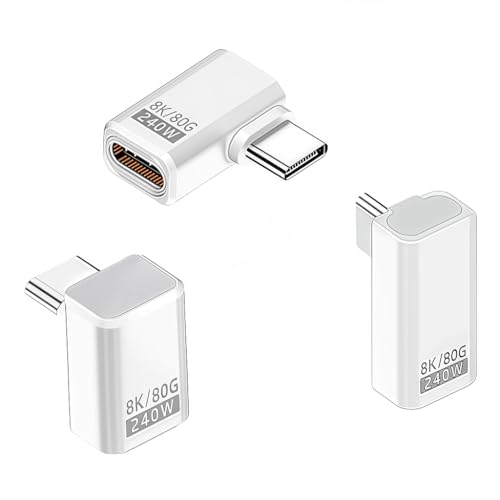 Image of Verilux 3 Style PD 240W Type C Adapters, 90 Degree Type C Male to Female Connector Supports 80Gbps High Speed Dat Sync & 8K@60Hz HD Output Compatible with Steam Deck, Thunderbolt 5 /4 /3, Switch 2 /1
