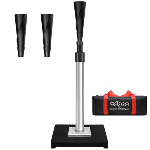 LOMGWAYS Baseball/Softball Batting Tee-Adjusts from 23"-36", Premium Portable Baseball tee with 2 Ultra- Flexible Rubber Tops and Heavy Weight Base for Teens/Adults, Outdoor/Indoor