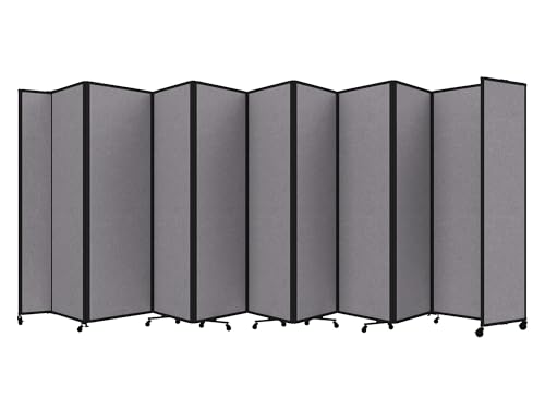 Versare Room Divider 360 Portable Wall Partition | Folding Panels | Large Freestanding Divider | Locking Wheels | Temporary Room Separator | 25' x 7'6'', Cloud Gray