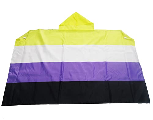 AZ FLAG - Umhangflagge Non-Binary Stolz - 150x90 cm - Genderqueere Cape Fahne 100% Polyester mit integrierten Ärmeln und Kapuze - Body Flag 80g