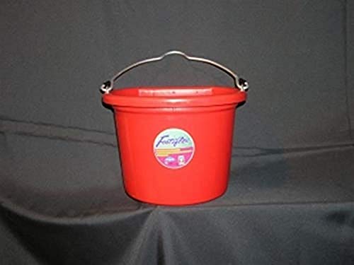 Fortiflex Flat Back Feed Bucket for Dogs/Cats and Small Animals, 8-Quart, Red