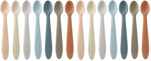 Image of PandaEar 14 Pack Silicone Baby Feeding Spoons, First Stage Training Spoon Infant Utensils Feeding Supplies, BPA Free Gum-Friendly Soft Tip Baby Led Weaning Spoon