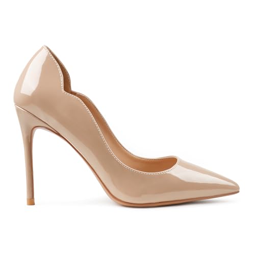 COLETER Women's 4 Inch Pumps Pointy Toe Wedding Dress Shoes Slip on Stiletto Pumps