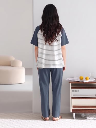 Image of Louis Luxe Womens Korean Night Dress|| Full Pyjama Set || Korean Nightsuit || Women Nightwear ||Round Neck Full Sleeve Nightsuit || Loungewear || Everyday Nightdress (ND-15)