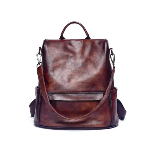 Sac à dos en cuir pour femme grand sac à dos vintage de voyage marron