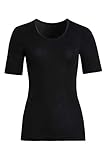 Lieferumfang: 1 x kurzarm Shirt Wolle/Seide für Damen in Schwarz, klassisches Oberteil von con-ta.