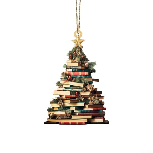 Decorazione natalizia creativa con tema libro, 5 pezzi, ciondoli da appendere in acrilico per uso domestico (D)