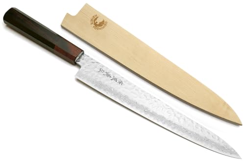 Yoshihiro VG-10 46 Layers Hammered Damascus Sujihiki Japanese Slicer Knife
