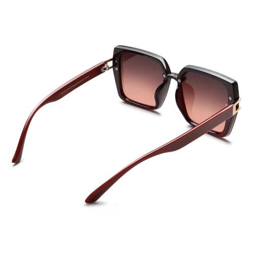 Image of HASHTAG EYEWEAR Stylish Square Sunglasses for Women | UV400 Protection | Oversized Designer Shades | Trendy Eyewear | Summer Sun Protection | Fashionable Goggle
