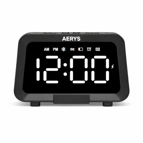 Image of AERYS Digtial Alarm Clock with Heavy Speaker Radio Pen and Mobile Holder | 5.4 Hi FI Stereo Sound Speaker with Dual Alarm | USB-C | Ideal for Students, Home, Office,Home Decor, Corporate Use