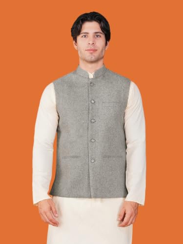 Image of Vastraa Fusion Men's Pure Wool Export-Quality Indian Traditional Nehru Jacket /Woolen Jacket For Men