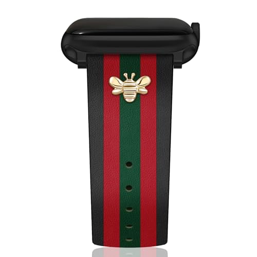 MOINSPIRE Designer Leather Bands with Charms Compatible with Apple Watch Band 42mm(S3/2/1) 44mm 45mm...